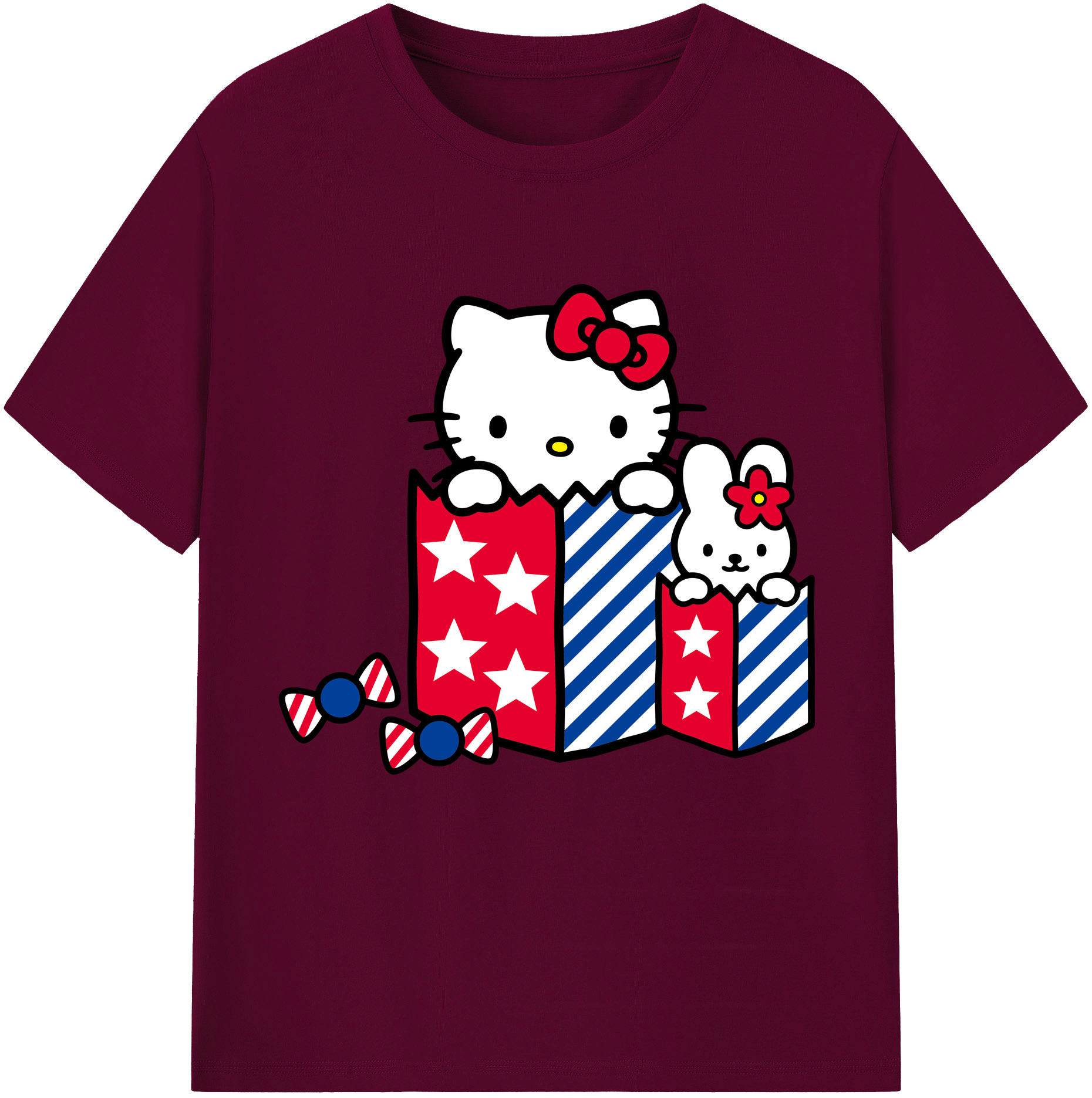（画像用） Hello Kitty ハローキティ レディースカジュアルプリントTシャツ（綿100％）